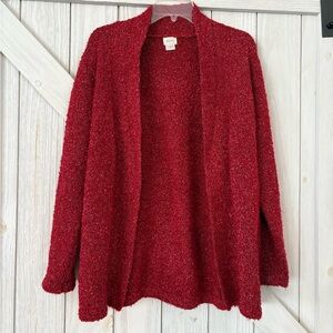 ALPS Red Open Front Wool Blend Cardigan
